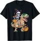 Skeleton Riding Mummy Dinosaur T rex Halloween Funny Kid Boy T-Shirt - T-Shirt | Black