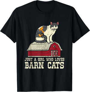 Girl Who Loves Barn Cats Ranch Farmers Market Farm Wife T-Shirt - T-Shirt | Black