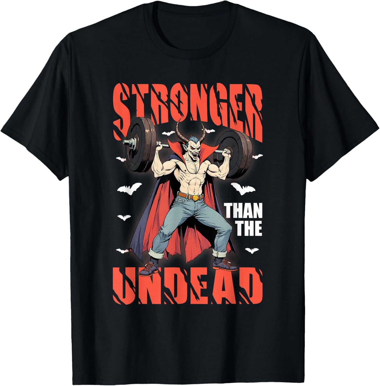 Stronger Than Undead Vampire Lifting Weights Gym Workout T-Shirt - T-Shirt | Black