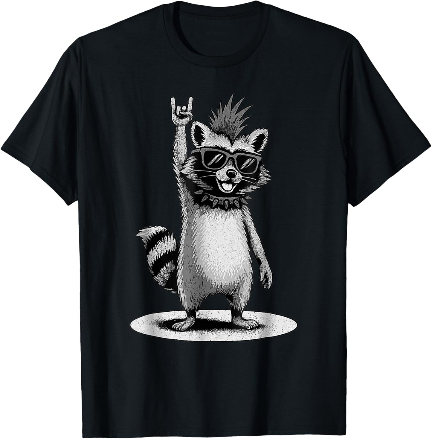 Lustige Waschbär Rock Musik Geschenke Männer Frauen T-Shirt - T-Shirt | Black