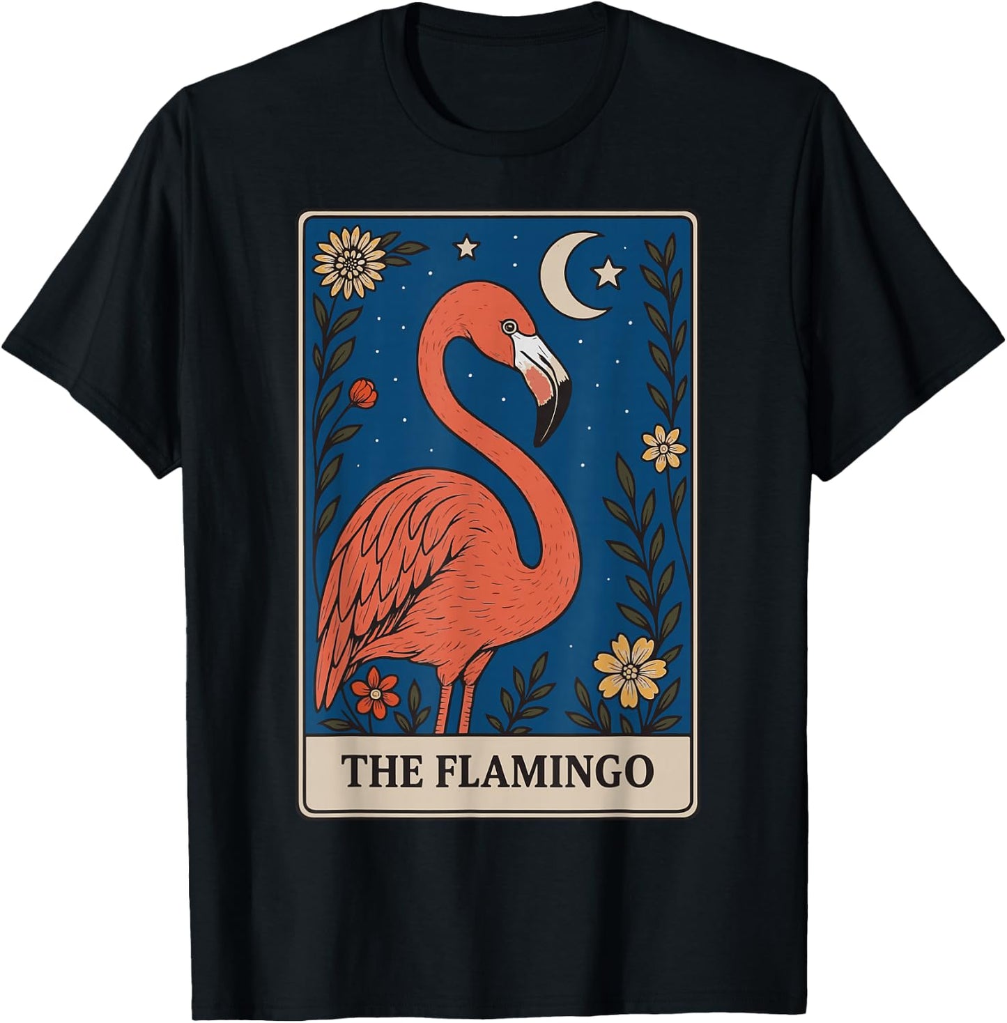 The Flamingo Tarot Card T-Shirt - T-Shirt | Black
