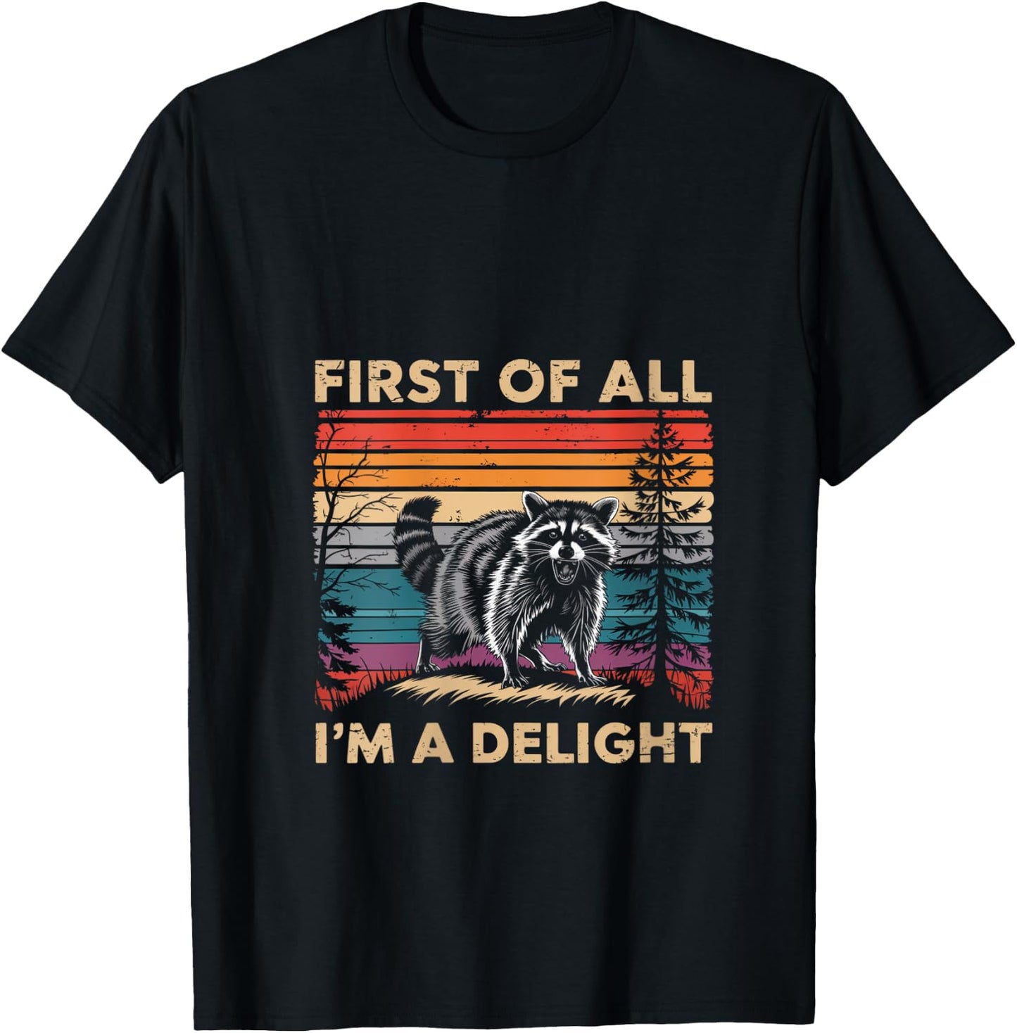 Raccoon First Of All Im A Delight Racoon Gifts Women V-Neck T-Shirt - T-Shirt | Black