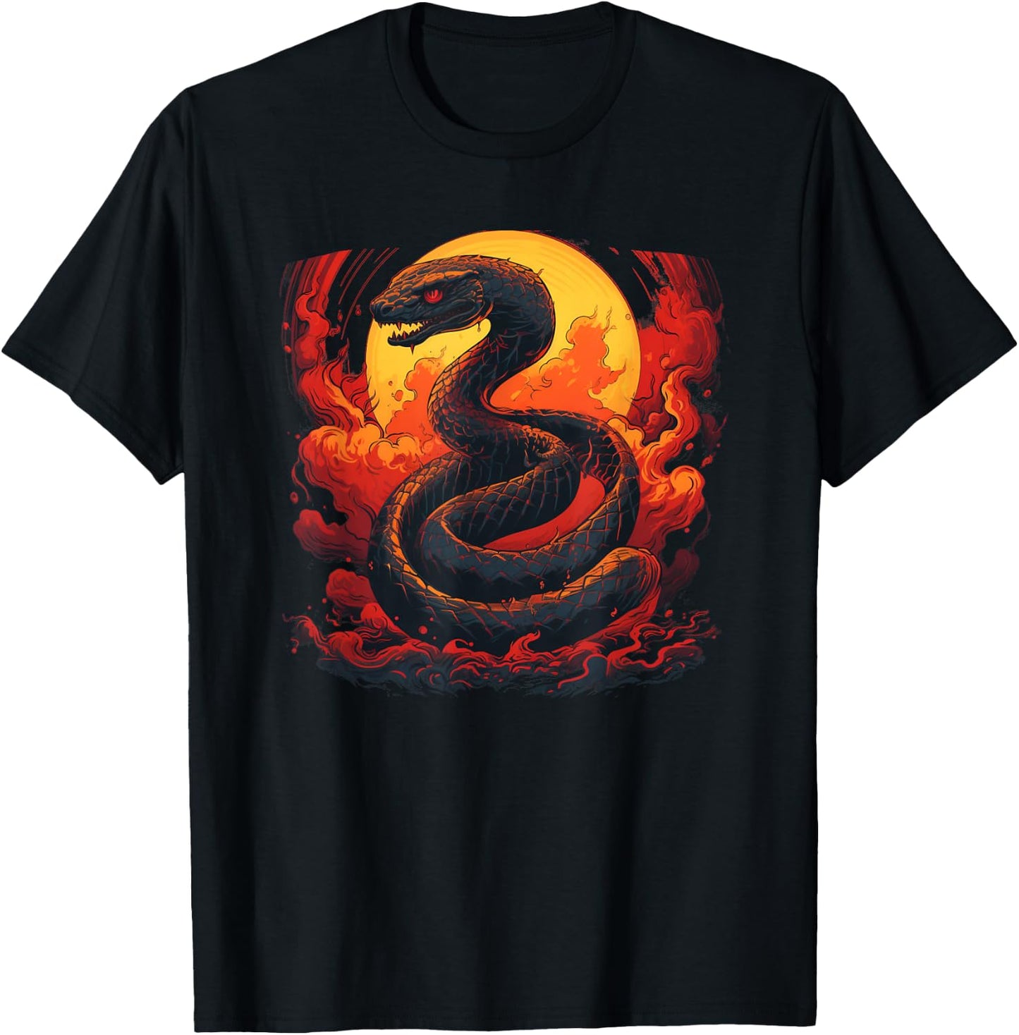 Cool Snake Flames for Reptile and Pets Lovers T-Shirt - T-Shirt | Black