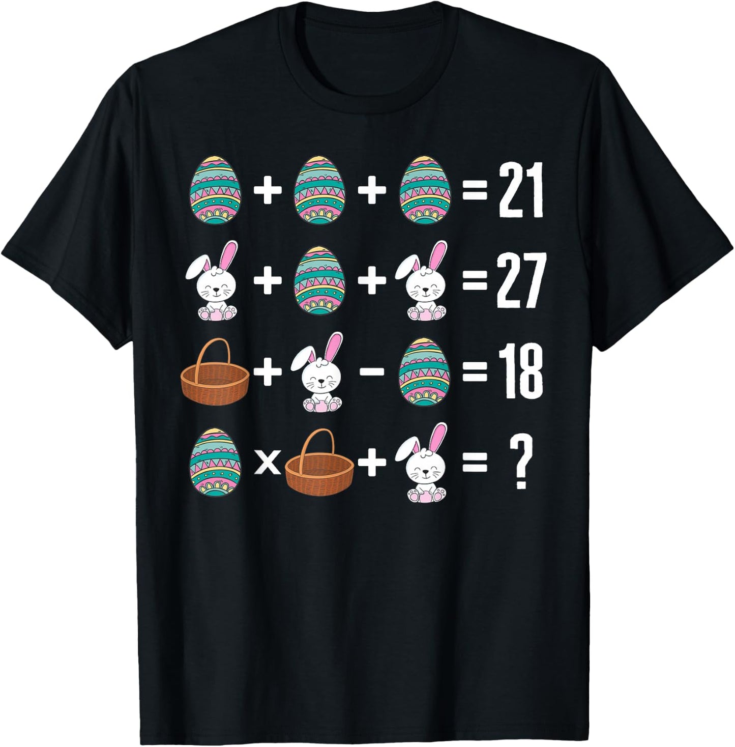 Math Order Of Operation Easter Bunny Basket Egg Hunting Math T-Shirt - T-Shirt | Black
