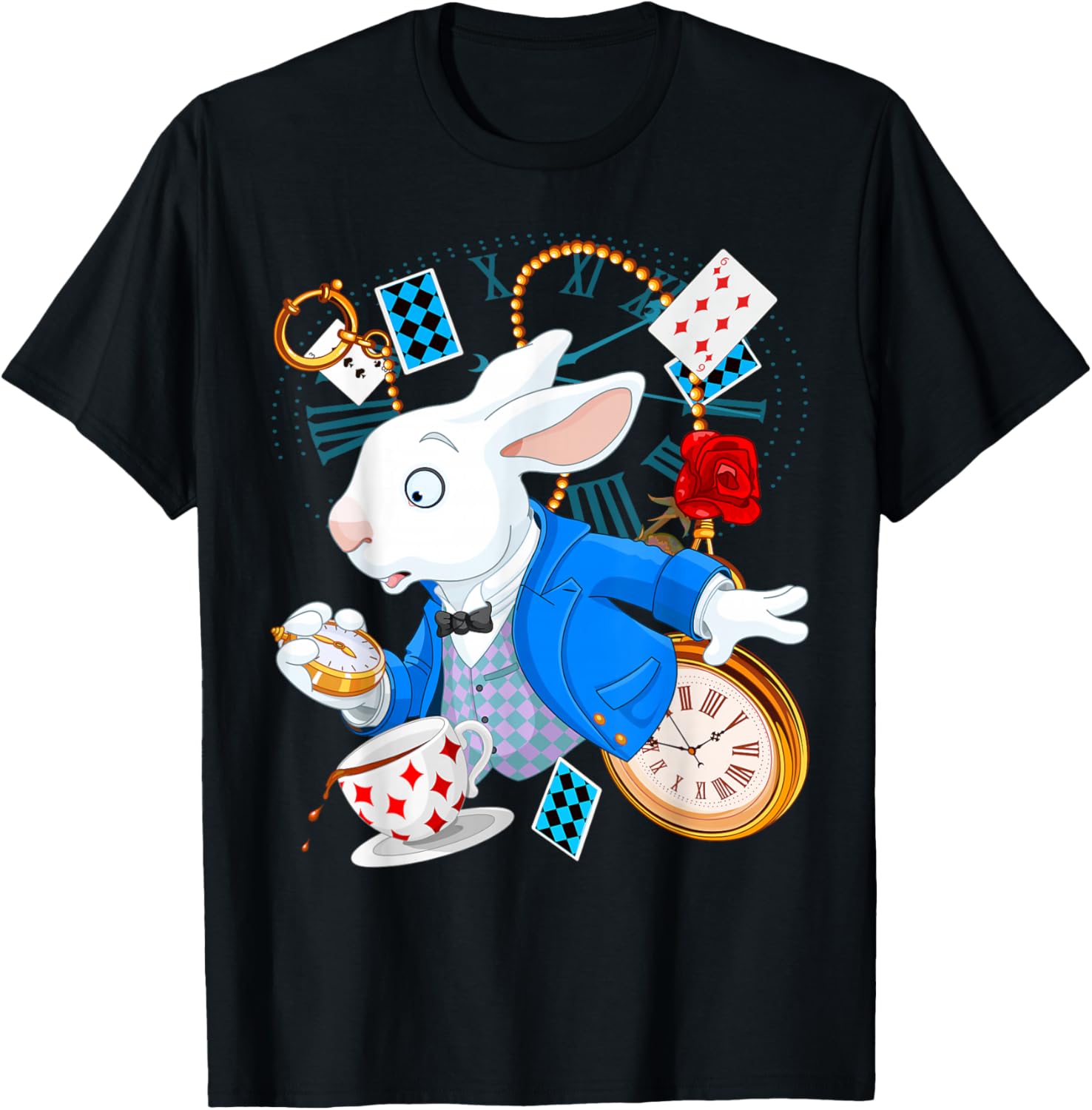 Alice in Wonderland - White Rabbit T-Shirt - T-Shirt | Black