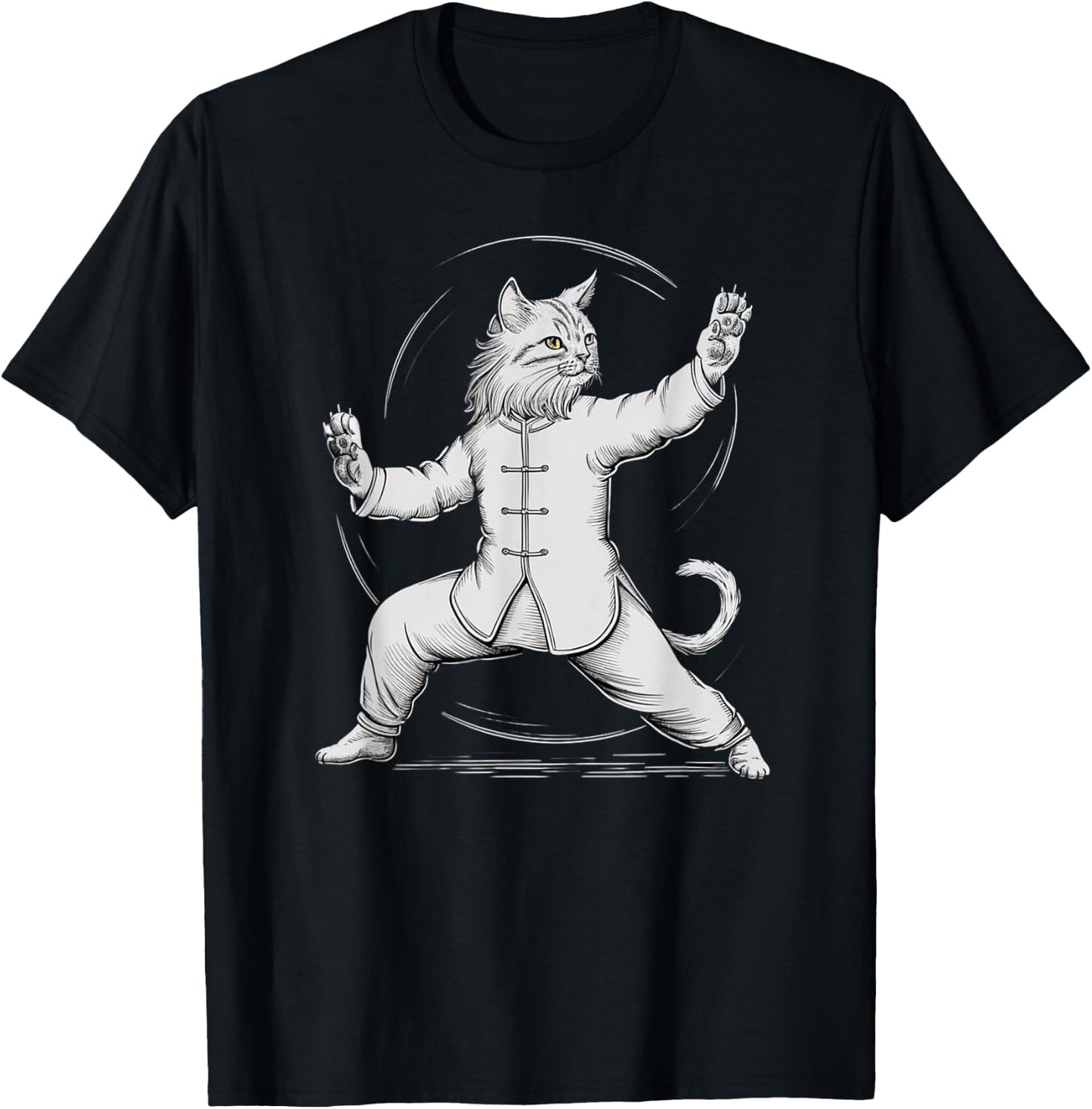 Life Happens Tai Chi Helps Funny Yin Yang Tai Chi Cat Women Kids T-Shirt - T-Shirt | Black