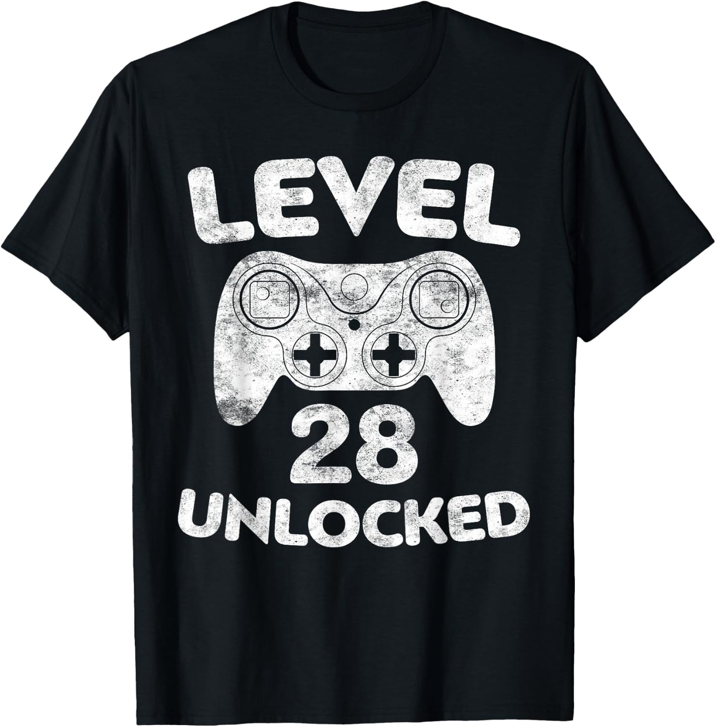 Level 28 Unlocked 28th Video Gamer Birthday Gift T-Shirt - T-Shirt | Black