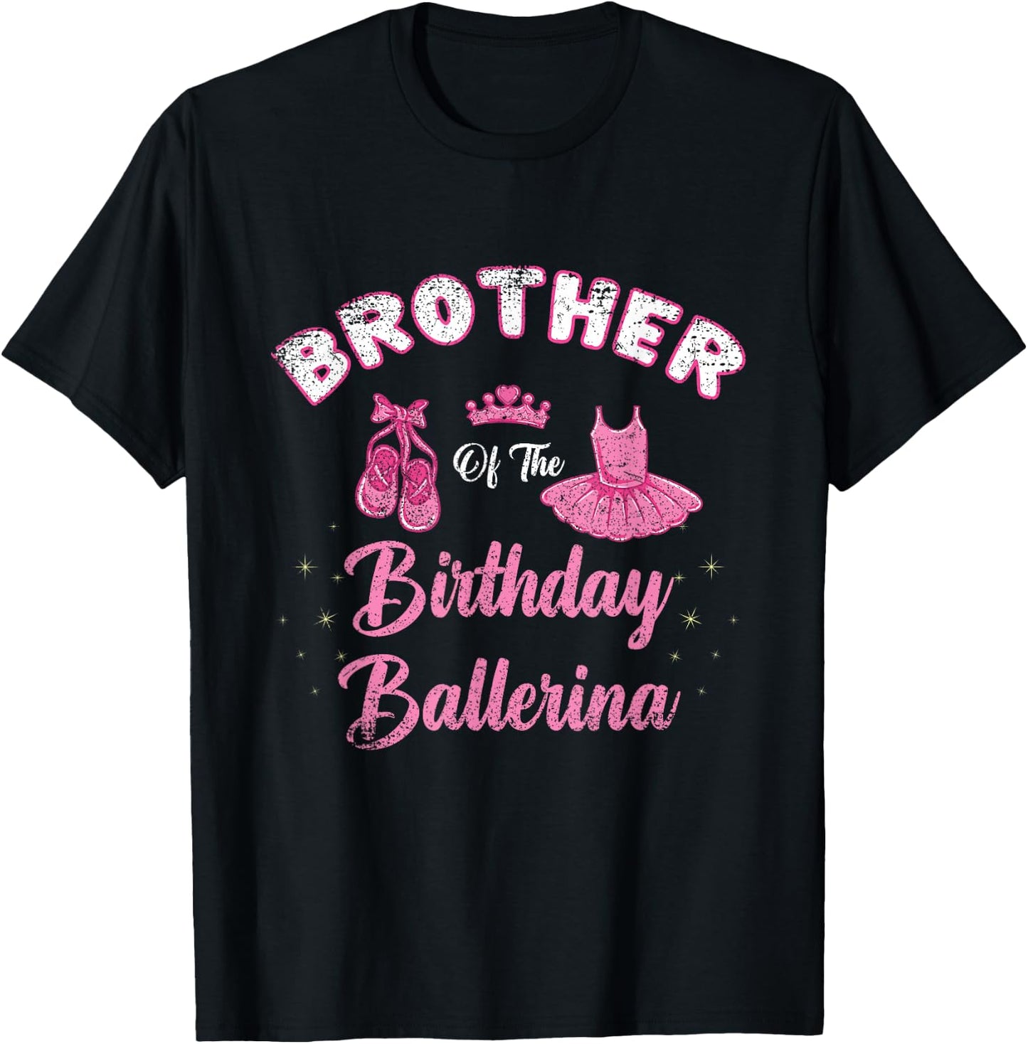 Brother Of The Birthday Ballerina Vintage T-Shirt - T-Shirt | Black
