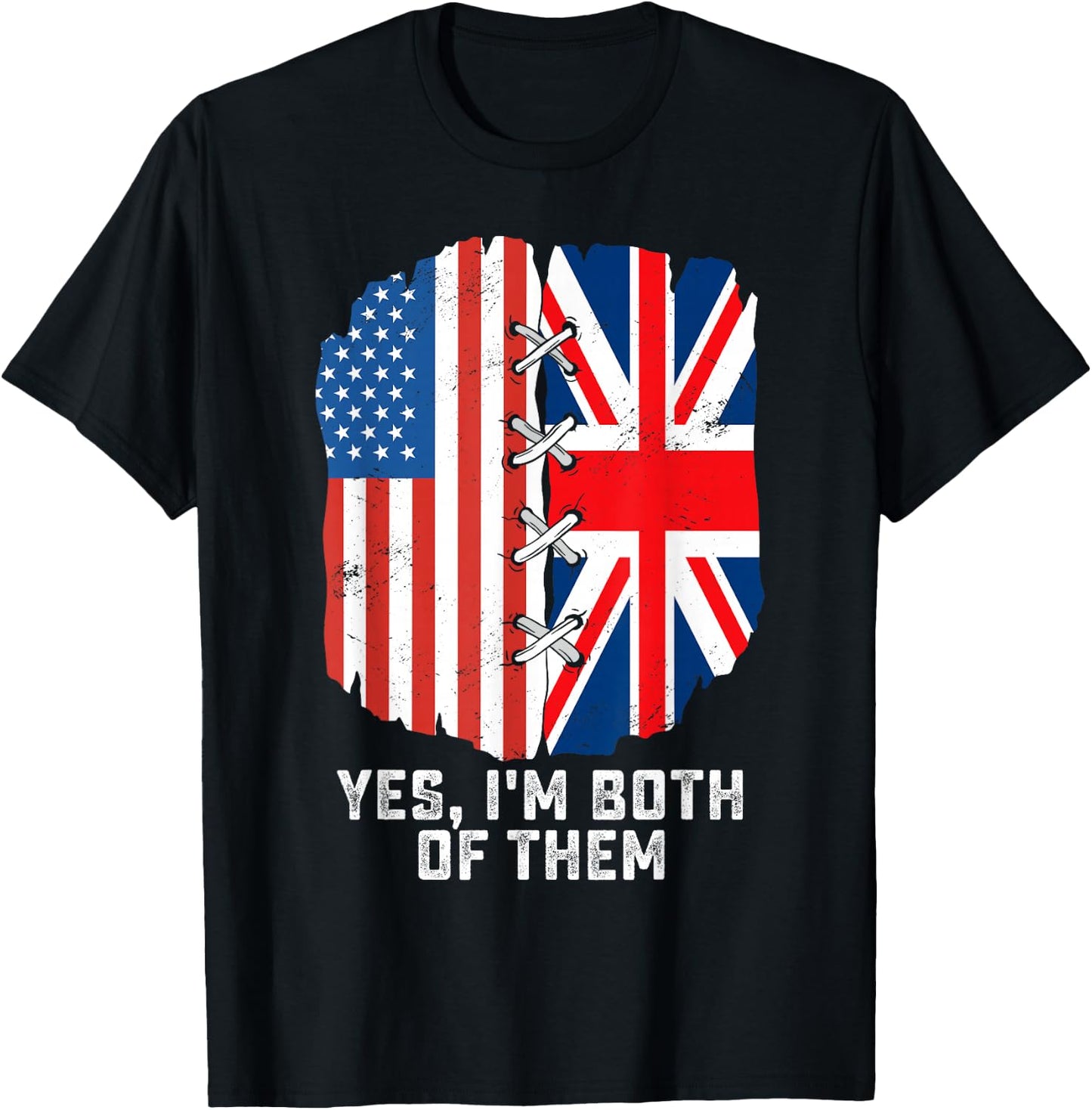 Yes, I'm Both Of Them Half American Half British Heritage T-Shirt - T-Shirt | Black