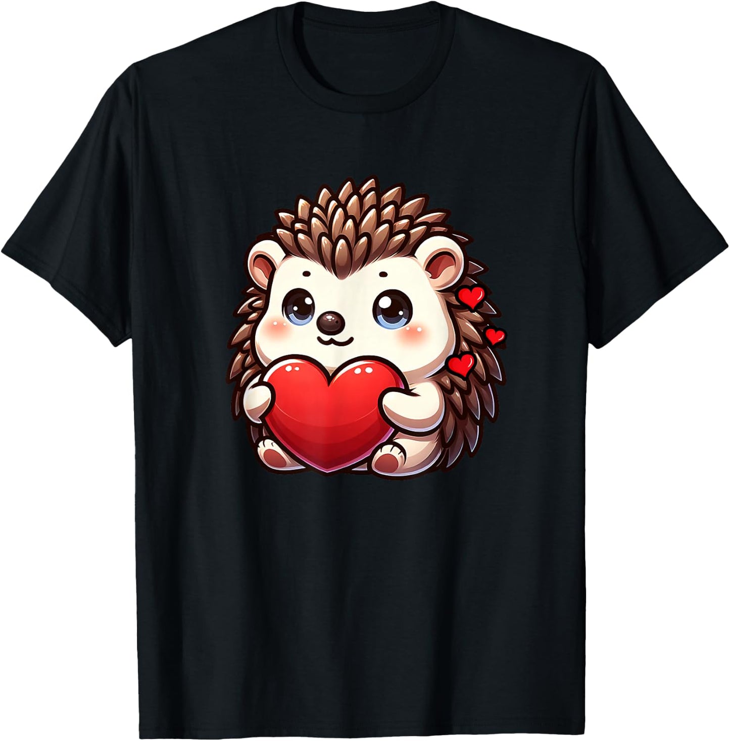 Valentines Hedgehog Heart Lover Funny Boys Girls Women T-Shirt - T-Shirt | Black