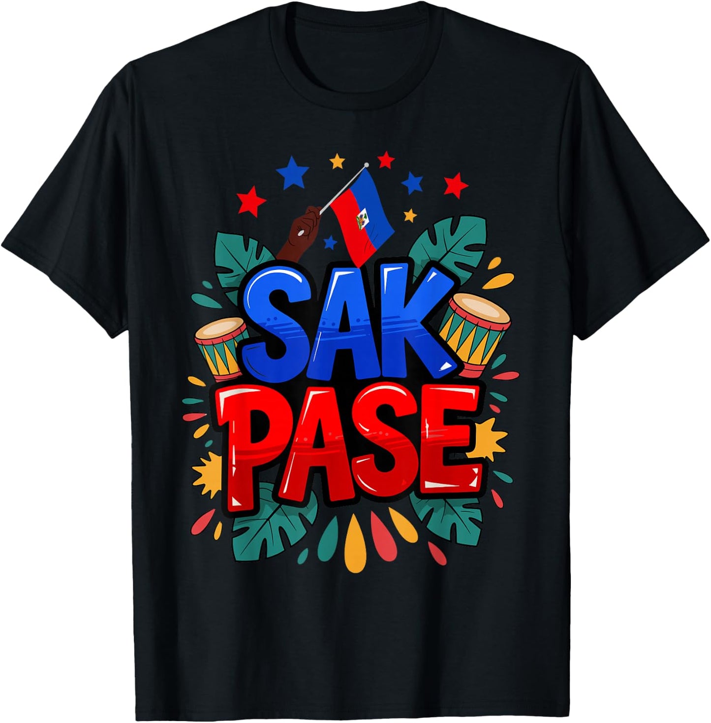 Sak Pase Haitian Creole Pride Haiti Flag Heritage T-Shirt - T-Shirt | Black