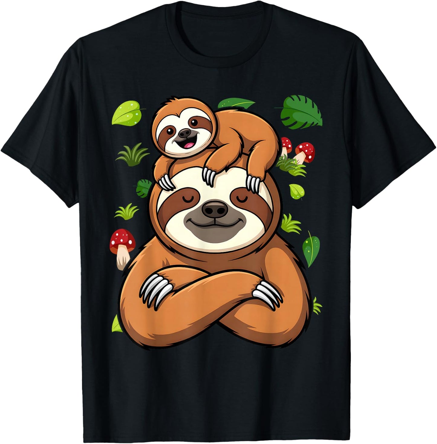 Cute Dad Father and Son Matching Daddy Sloth T-Shirt - T-Shirt | Black