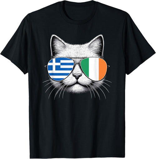 Greek Irish Flag Funny Cat Greece Ireland Mix Heritage