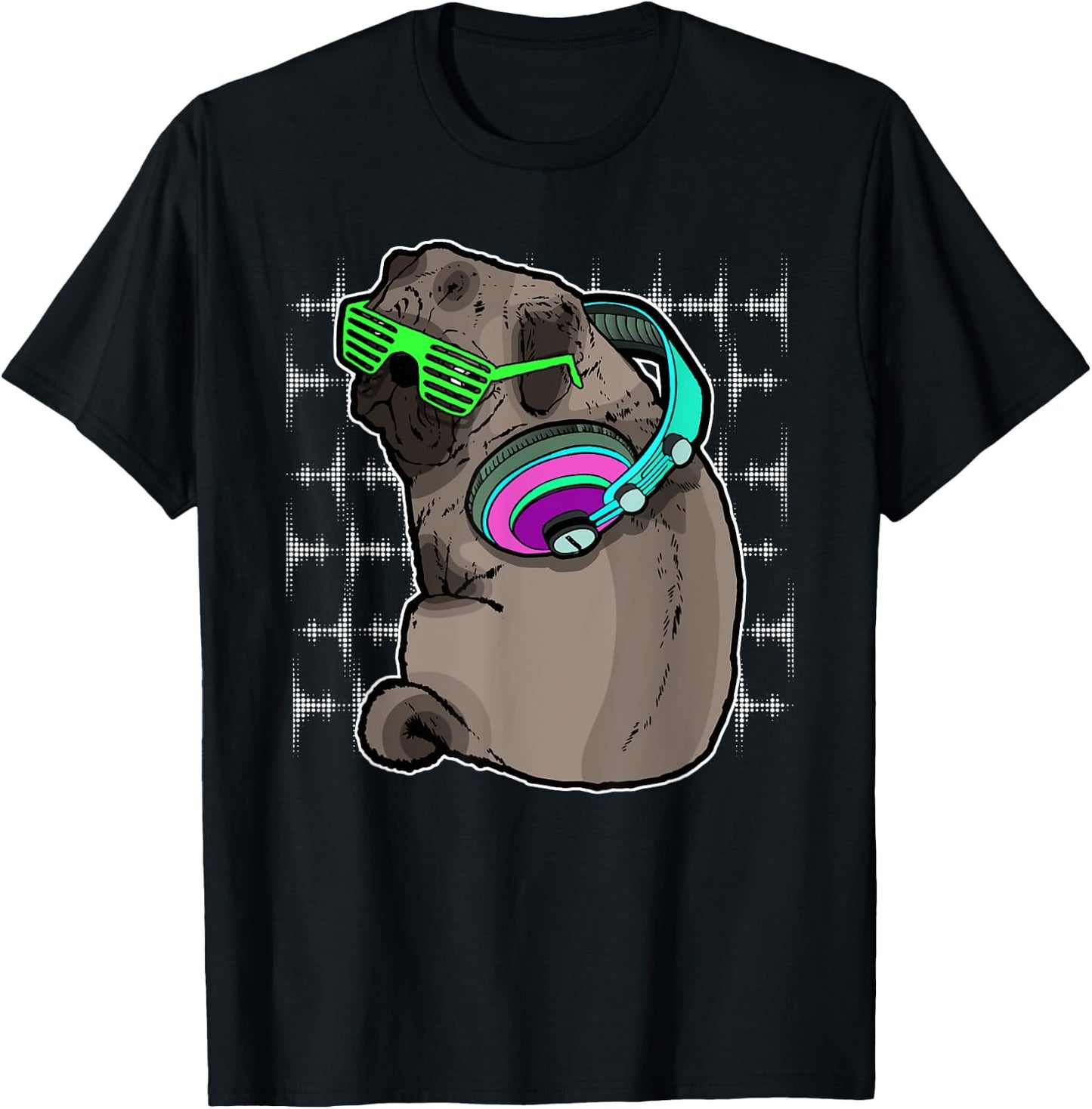 Pug Dj Music Lover Headphones Sound Funny Gift T-Shirt - T-Shirt | Black