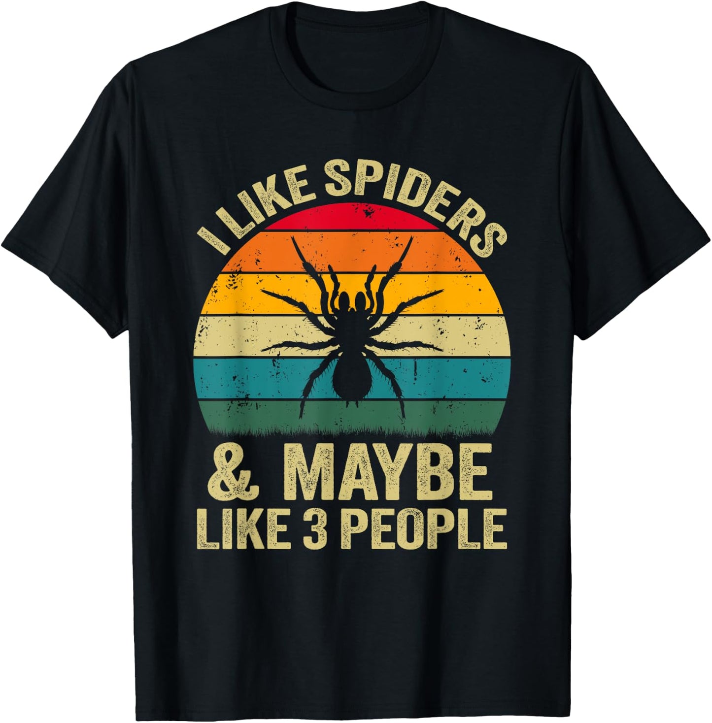 I Like Spiders And Maybe Like 3 People, Funny Spider Retro T-Shirt - T-Shirt | Black
