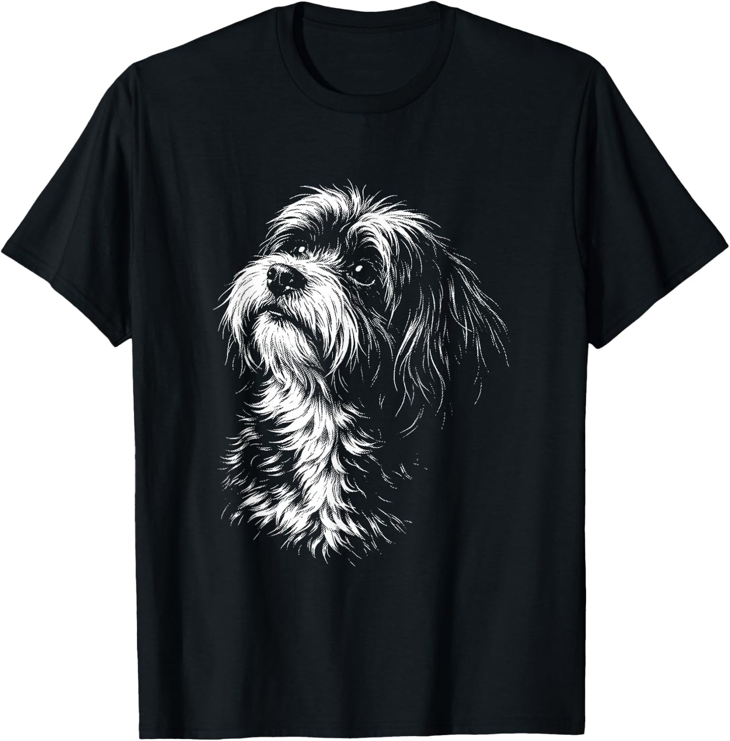 Havanese Portrait Black and White Dog Lover T-Shirt - T-Shirt | Black