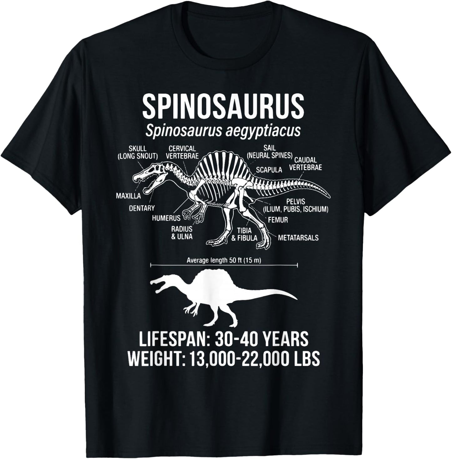 Spinosaurus Diagram T-Shirt - T-Shirt | Black