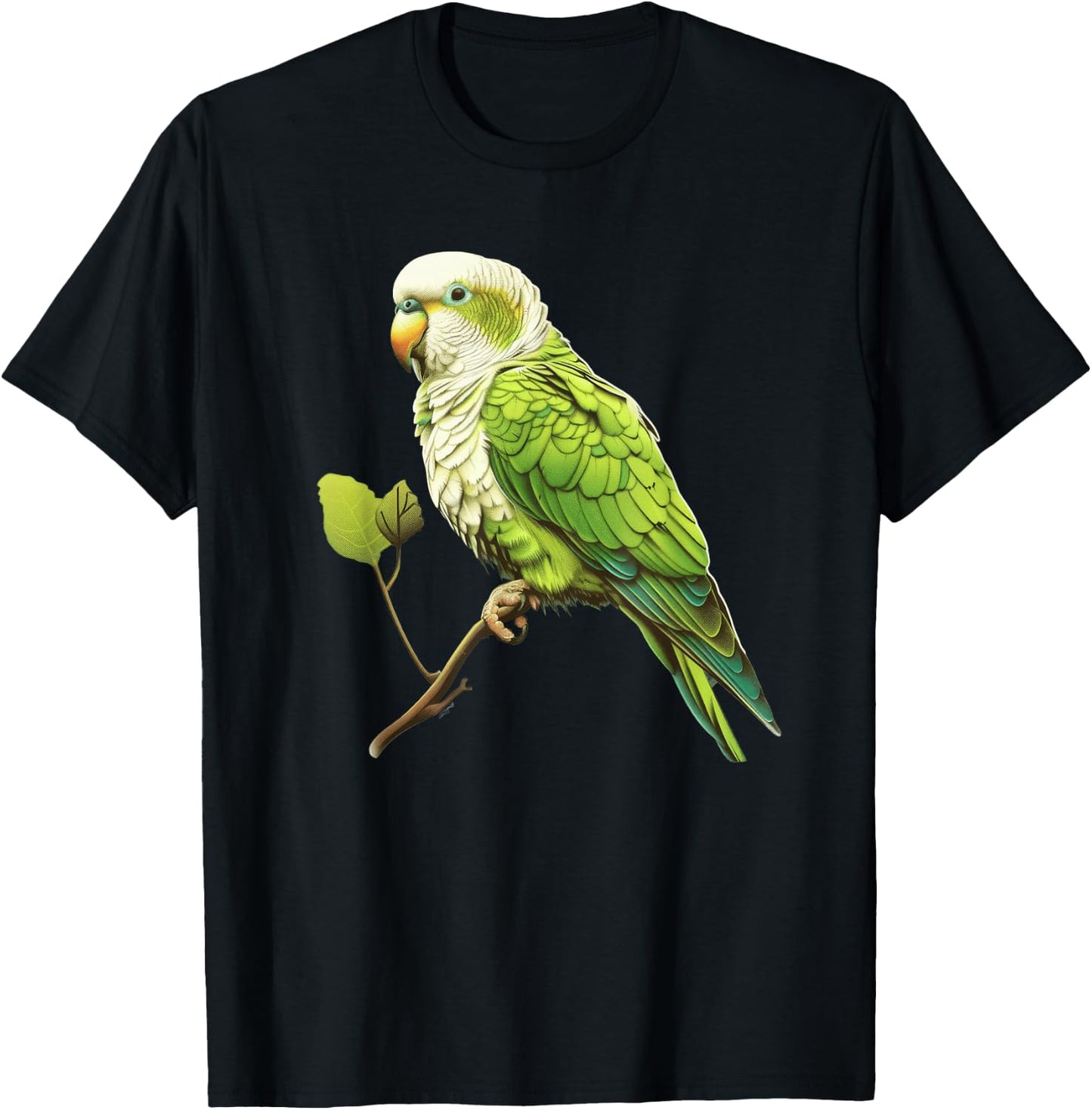 Monk Parakeet Round Image T-Shirt - T-Shirt | Black