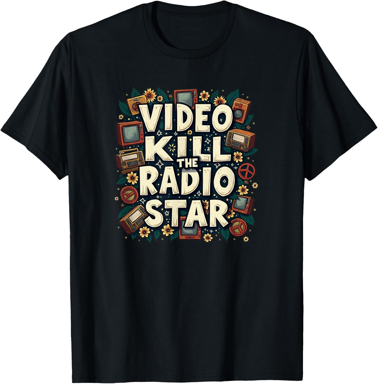 Video Kill the Radio Star Rock N Roll Design - Retro Fun T-Shirt - T-Shirt | Black