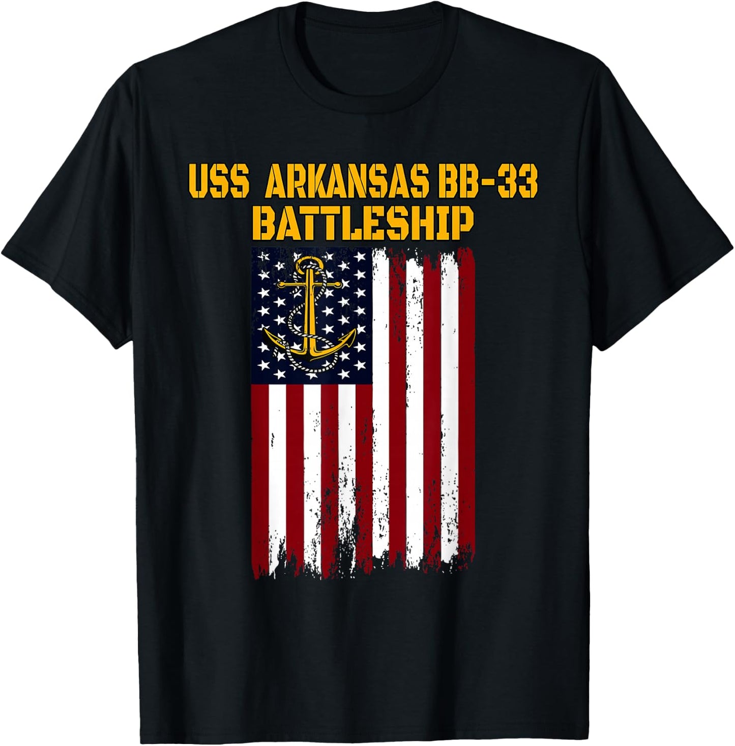 Battleship USS Arkansas BB-33 Warship Veteran Father Grandpa T-Shirt - T-Shirt | Black
