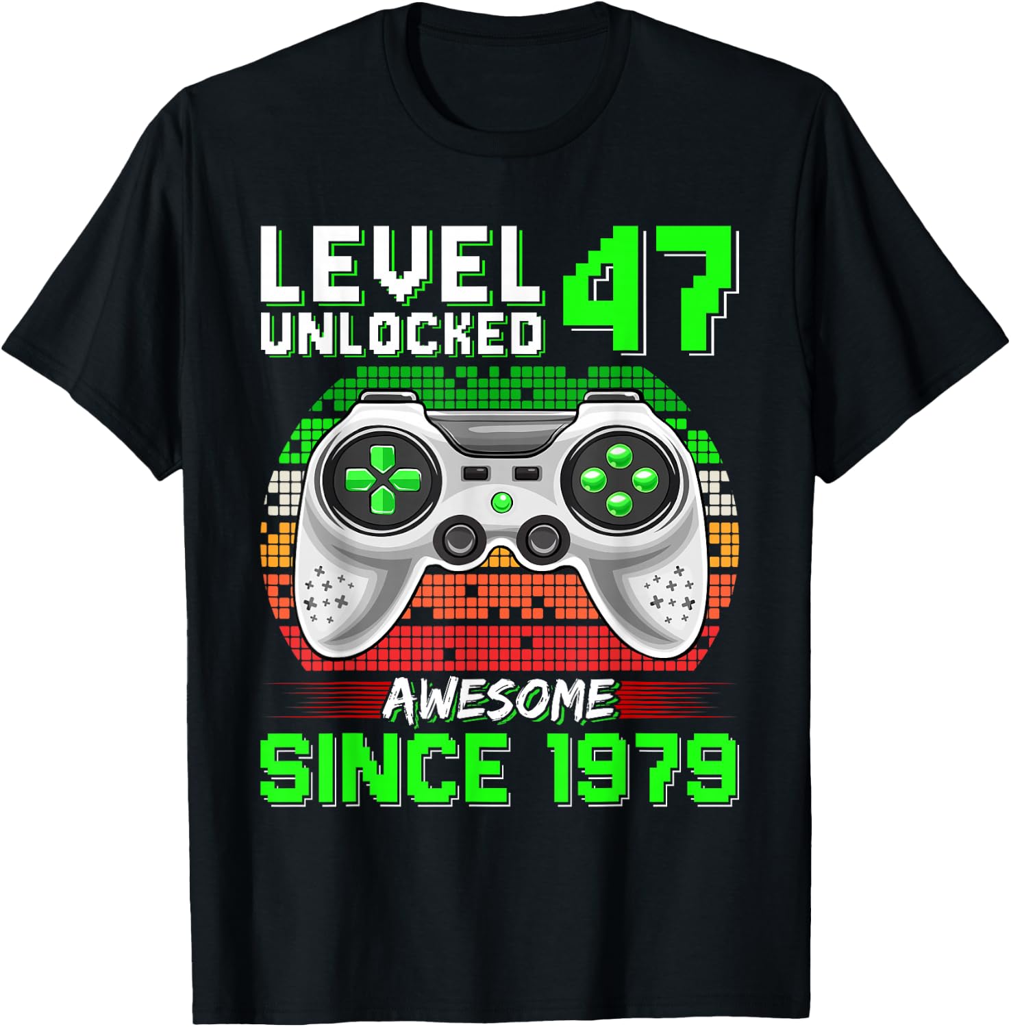 Level 47 Unlocked Awesome Since 1979 Video Gamer 47th Bday T-Shirt - T-Shirt | Black