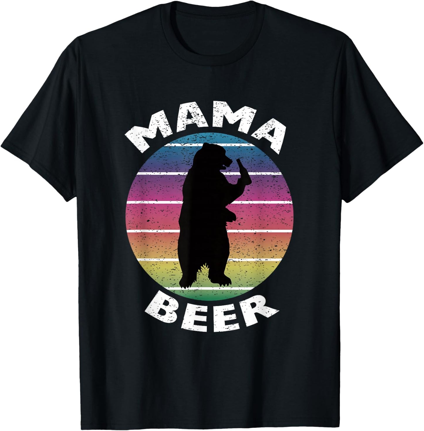 Funny Mama Beer Retro Bear Drinking Beer Cool T-Shirt - T-Shirt | Black