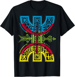 Amazigh Flag with YAZ Tifinagh Symbol Berbers Libere , Black T-Shirt - T-Shirt | Black