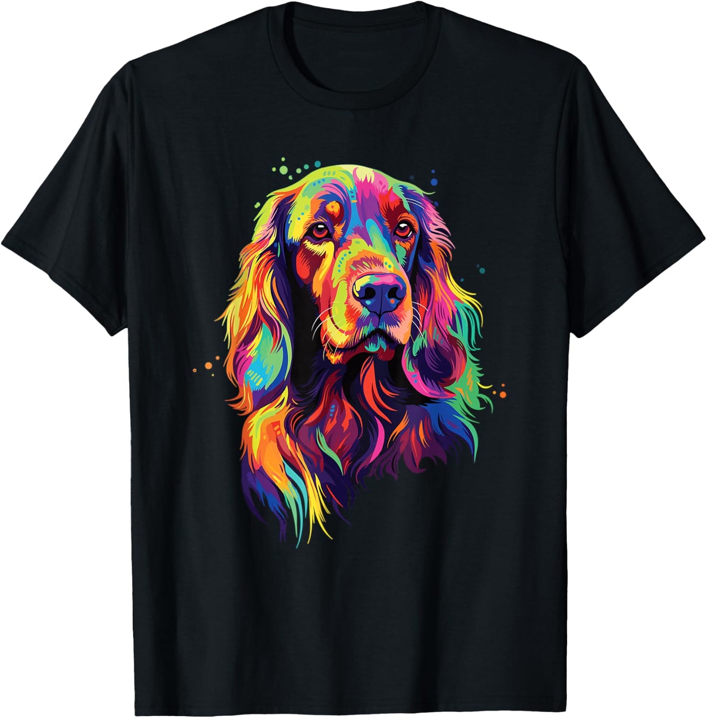 Watercolour Colourful Irish Setter Dog , black T-Shirt - T-Shirt | Black