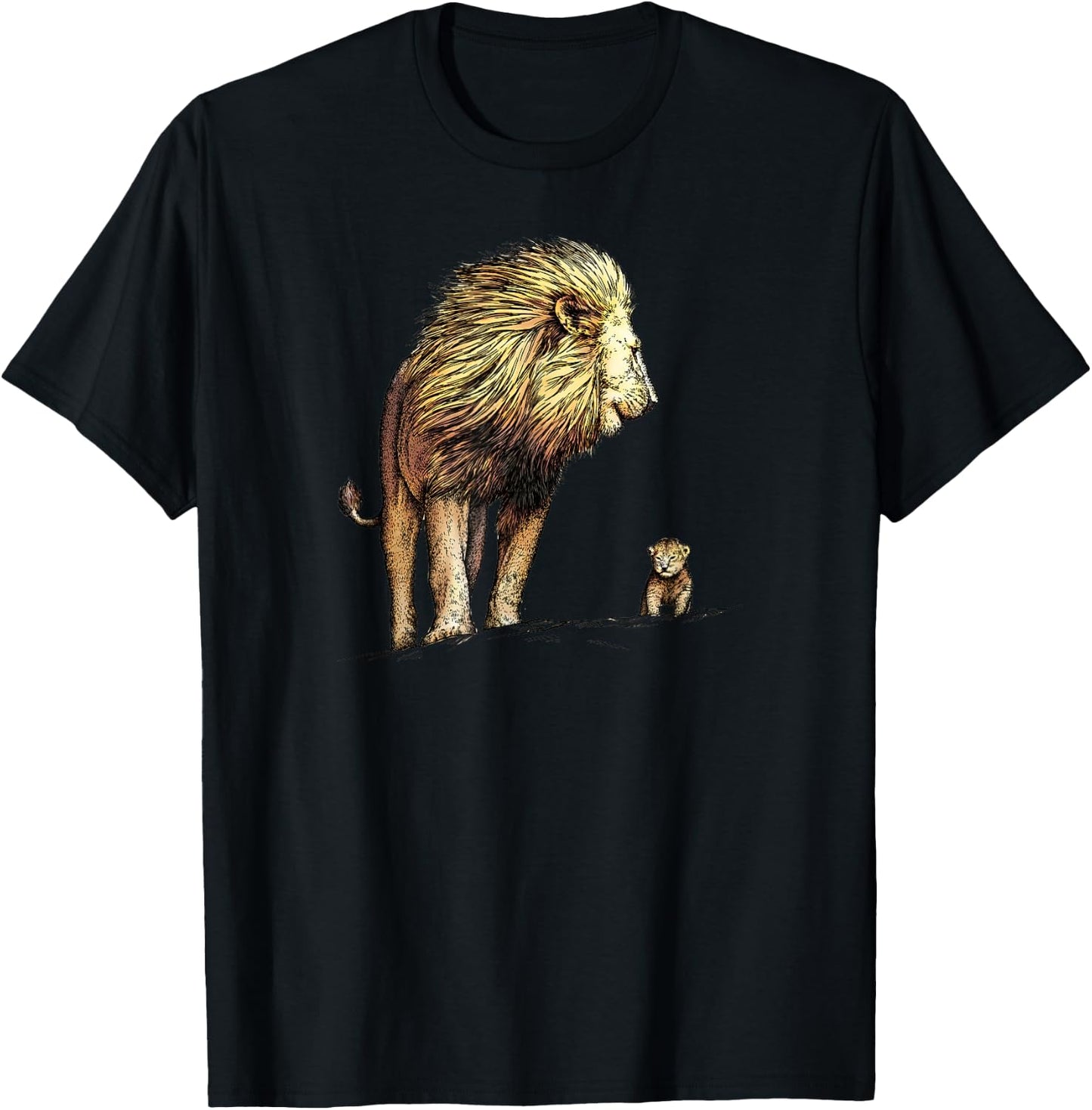 King Lion and Cub For Lion and Big Cat Lovers T-Shirt - T-Shirt | Black