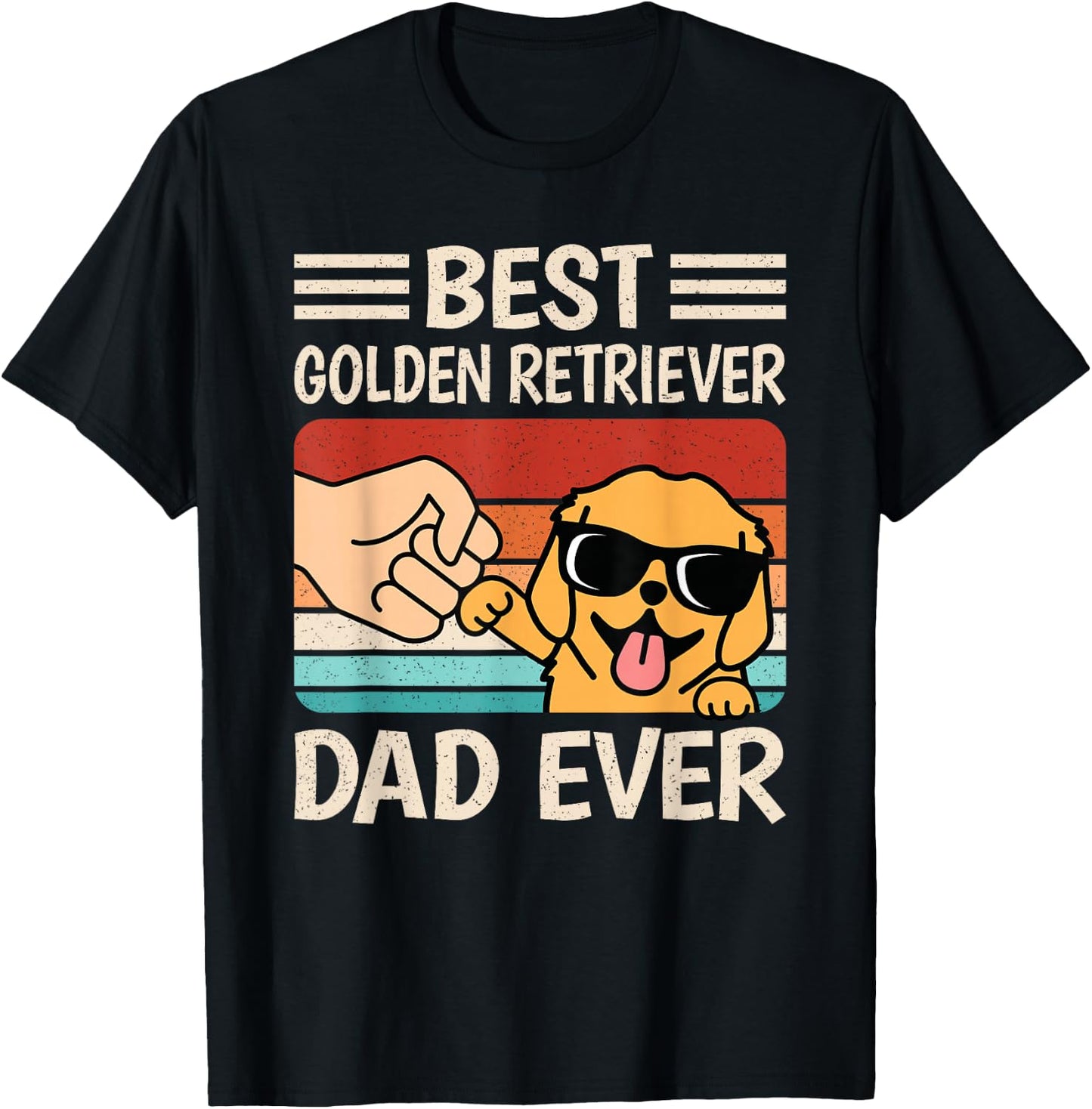 Best Golden Retriever Dad Ever Funny Dog Lover Retro Men T-Shirt - T-Shirt | Black
