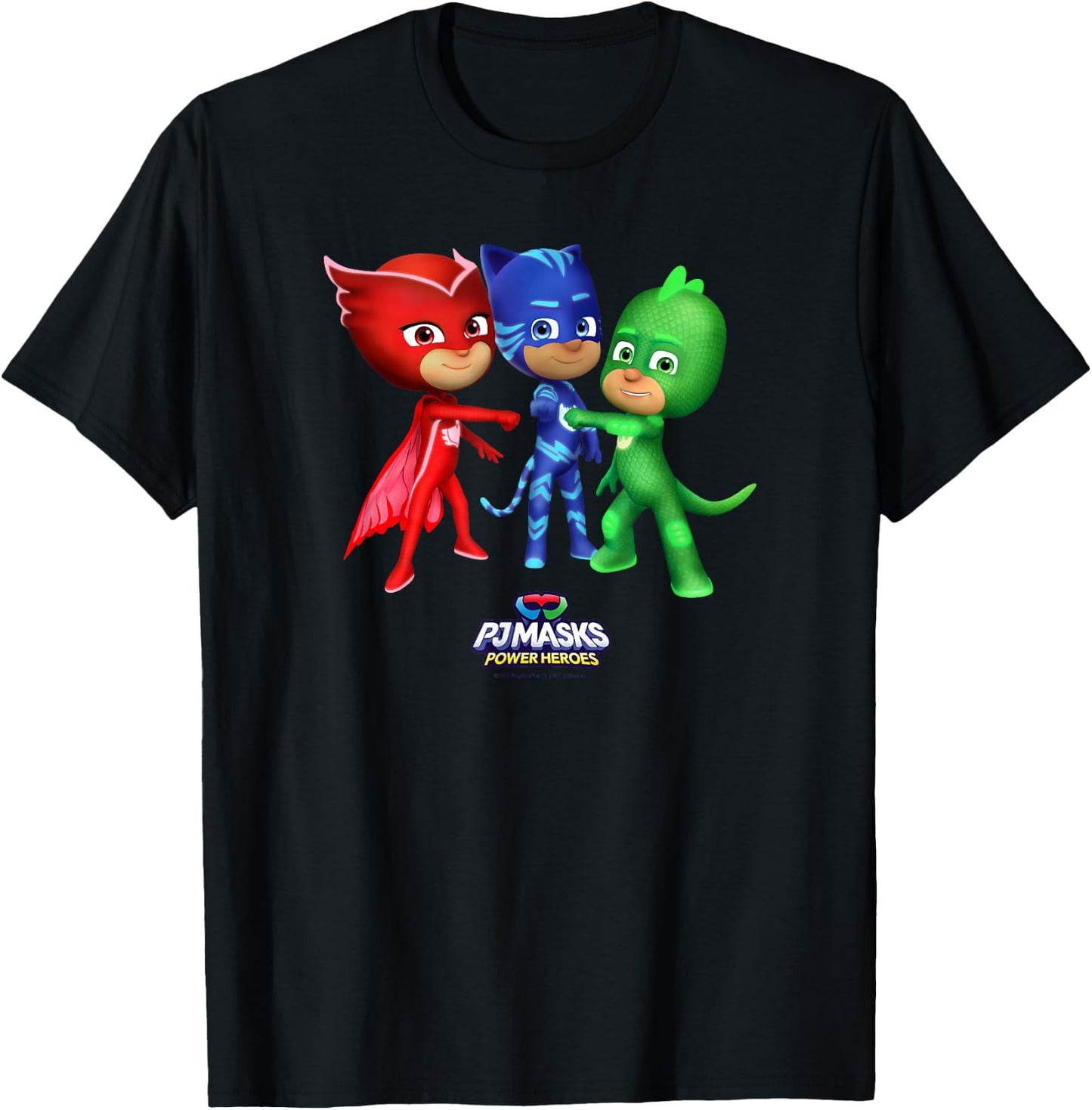 PJ Masks Group Shot Power Heroes Best Trio Logo T-Shirt - T-Shirt | Black