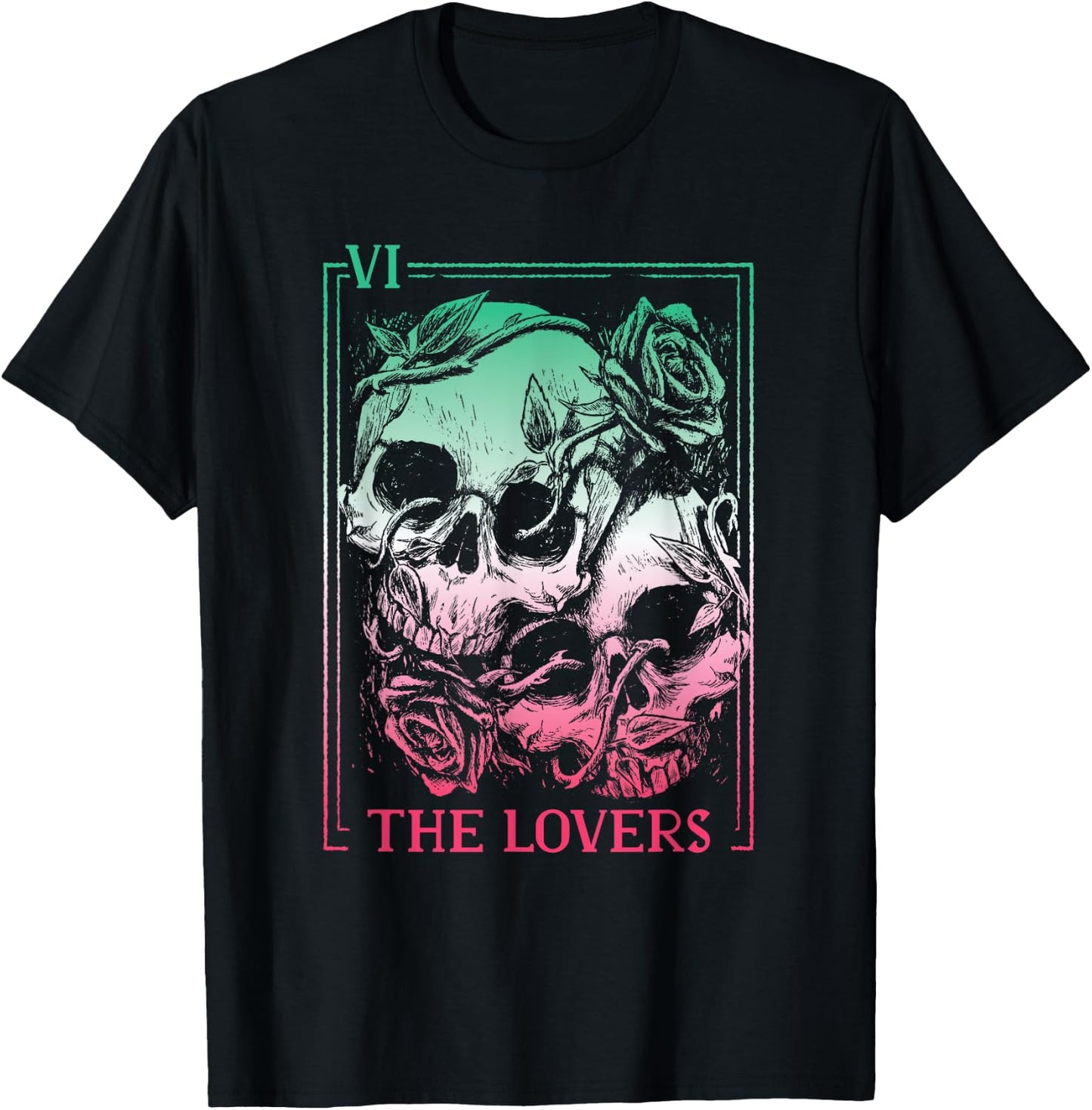 The Lovers Tarot Card Occult Goth Abrosexual Gothic Soulmate T-Shirt - T-Shirt | Black