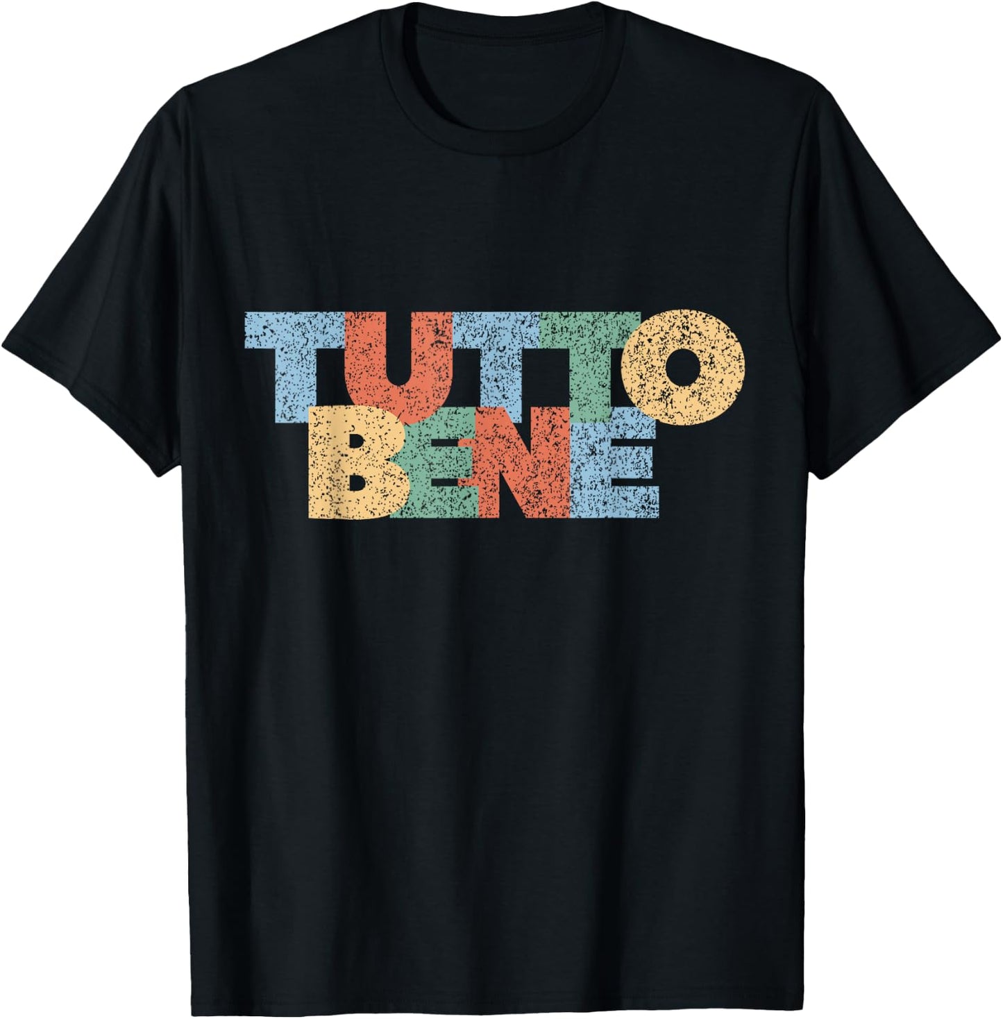 Alles Gut Tutto Bene Modern Colourful Rainbow Italy Saying , black, s T-Shirt - T-Shirt | Black