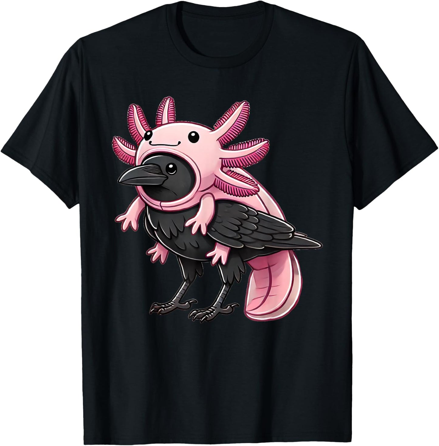 Kawaii Crow Raven Bird Axolotl Costume T-Shirt - T-Shirt | Black