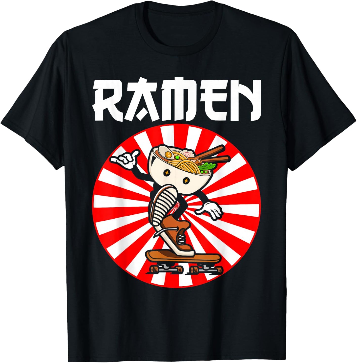 Cute Ramen Skater Kawaii Anime Skateboard Lover Teens T-Shirt - T-Shirt | Black