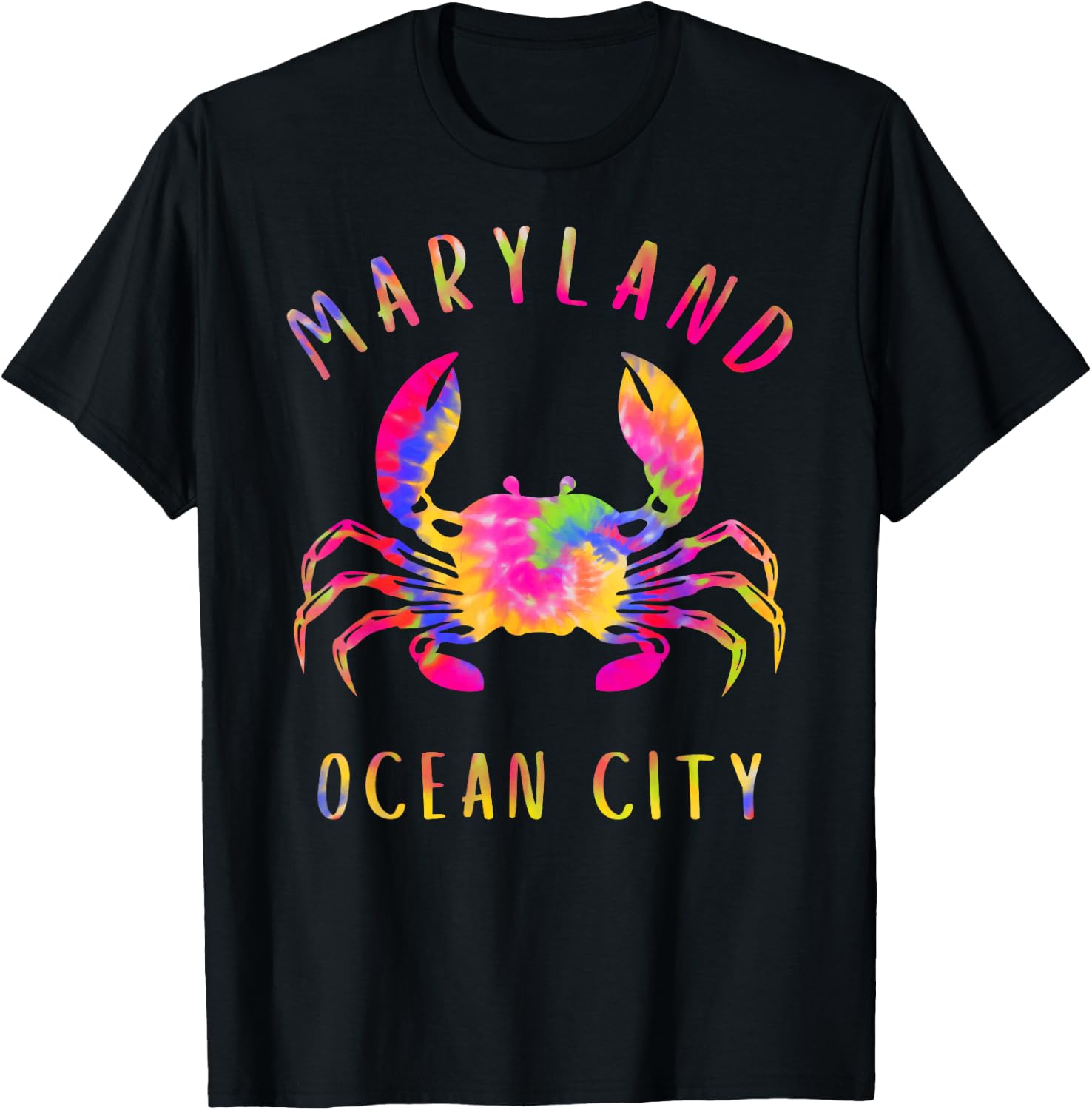 Ocean City Blue Crab Tie dye Maryland Maryland Vacation T-Shirt - T-Shirt | Black