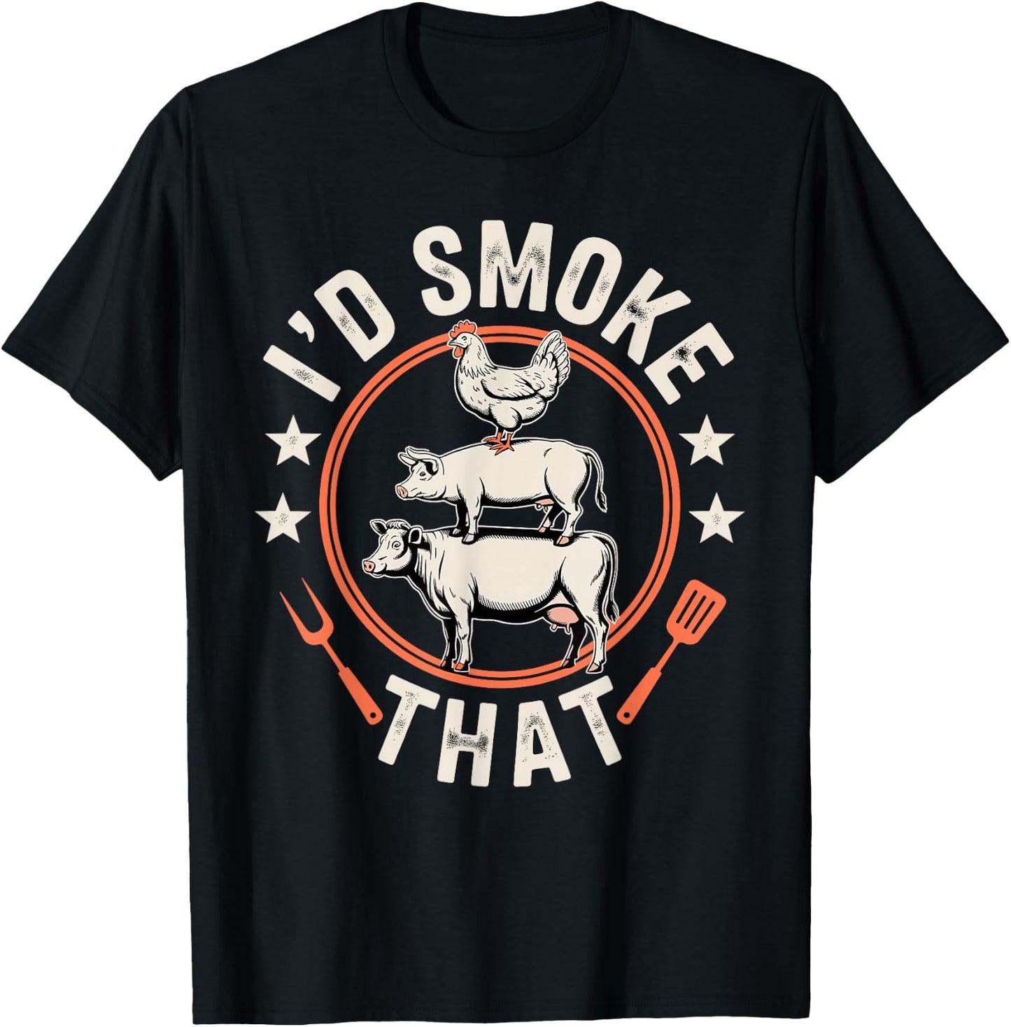 Funny BBQ Art Women Grilling Meat Smoking Barbecue T-Shirt - T-Shirt | Black
