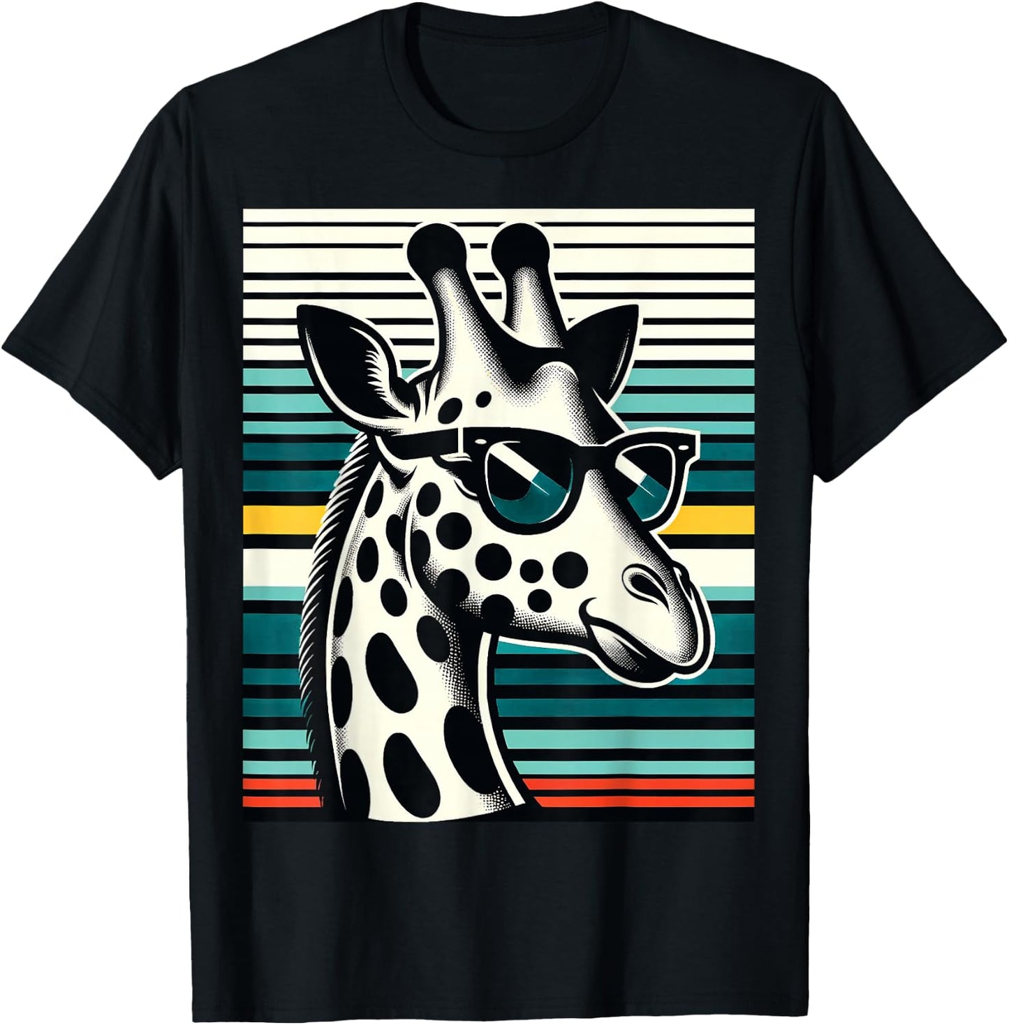 Funny Giraffe Vintage Sunglasses African Animal Lover T-Shirt - T-Shirt | Black