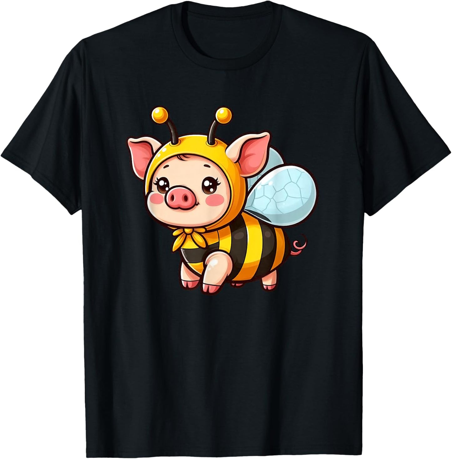 Mini Pig Bee Pet Funny Animal T-Shirt - T-Shirt | Black
