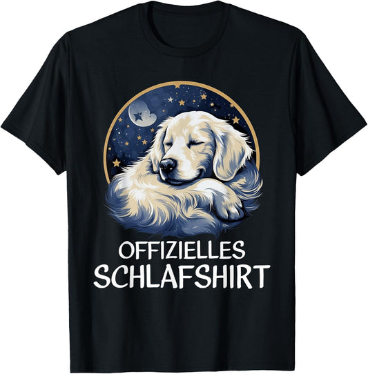 Official Sleep Shirt Golden Retriever Nightdress Pyjamas , black T-Shirt - T-Shirt | Black
