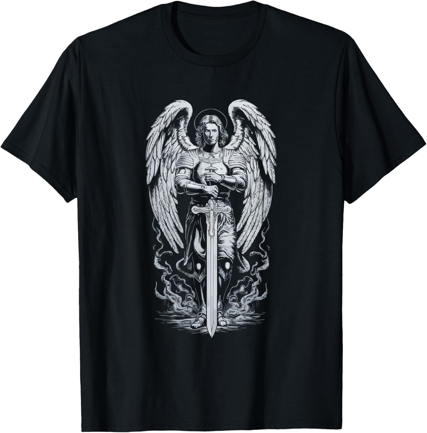 Archangel Catholic Religion Christianity Guardian Angel T-Shirt - T-Shirt | Black