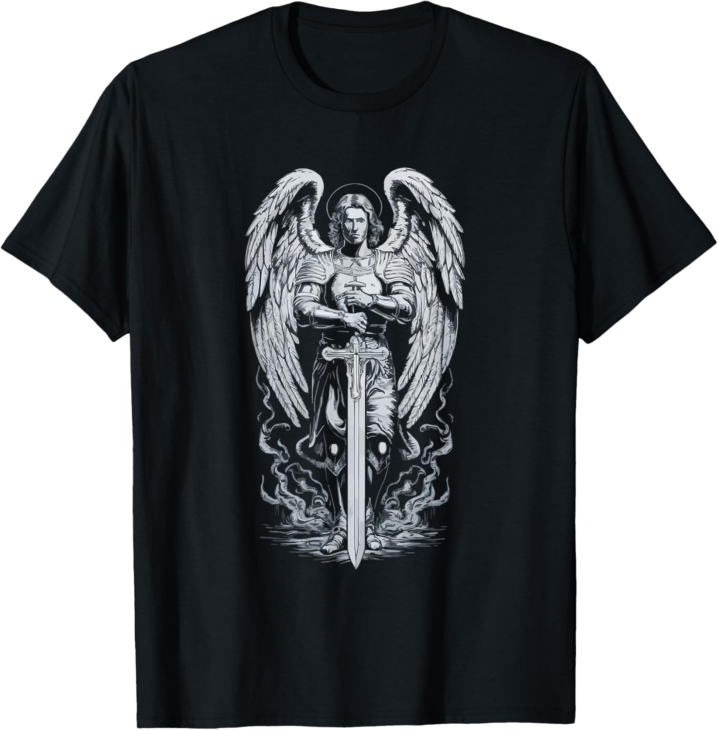 Archangel Catholic Religion Christianity Guardian Angel T-Shirt - T-Shirt | Black