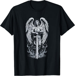 Archangel Catholic Religion Christianity Guardian Angel T-Shirt - T-Shirt | Black