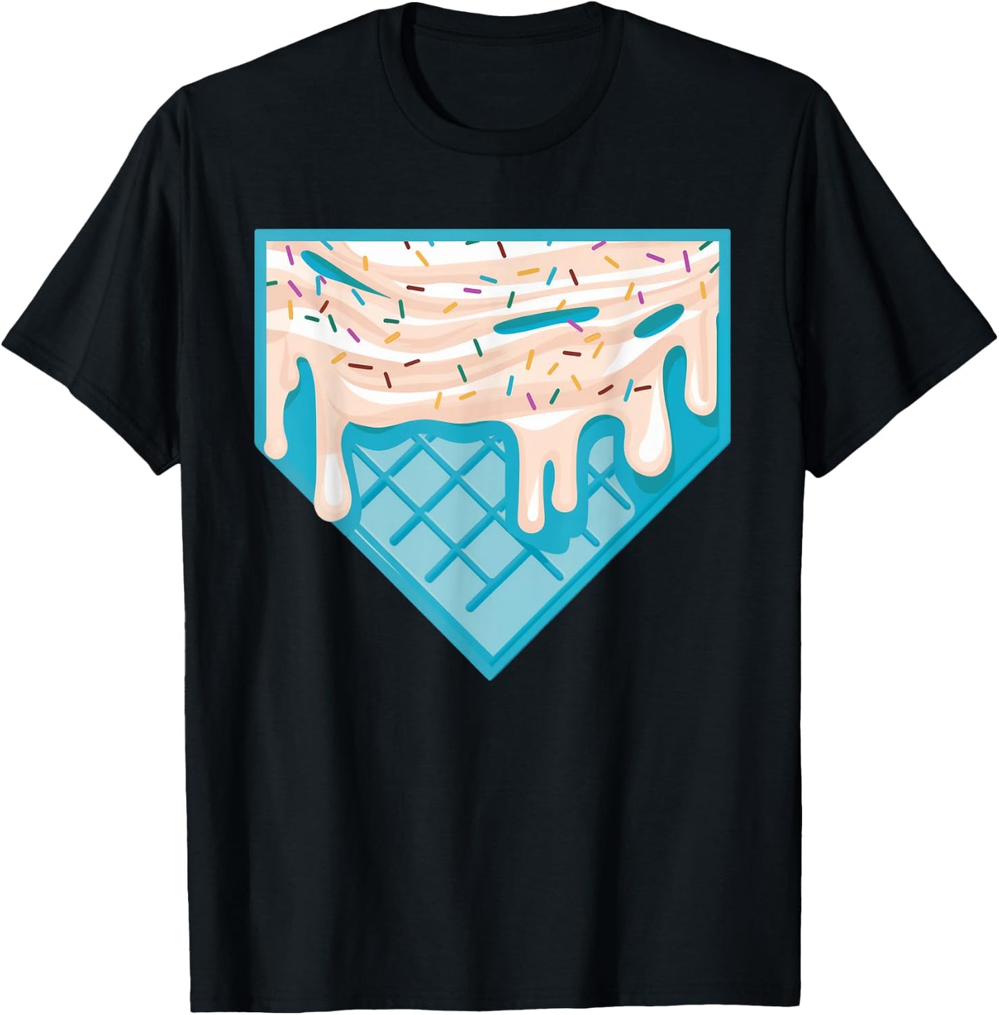 Funny Home Plate Drip - Ice Cream Softball & Baseball T-Shirt - T-Shirt | Black