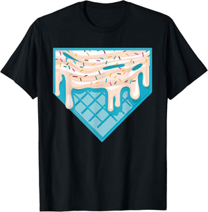 Funny Home Plate Drip - Ice Cream Softball & Baseball T-Shirt - T-Shirt | Black