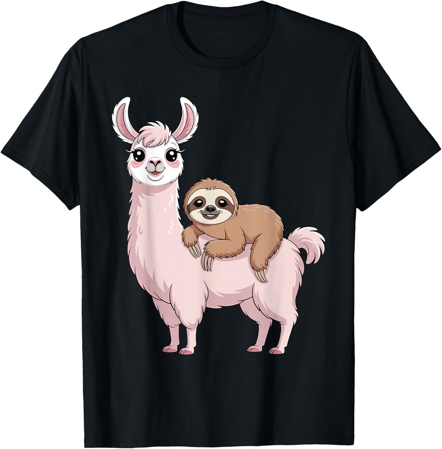 Sloth Riding Llama Funny Llama Women Kids T-Shirt - T-Shirt | Black