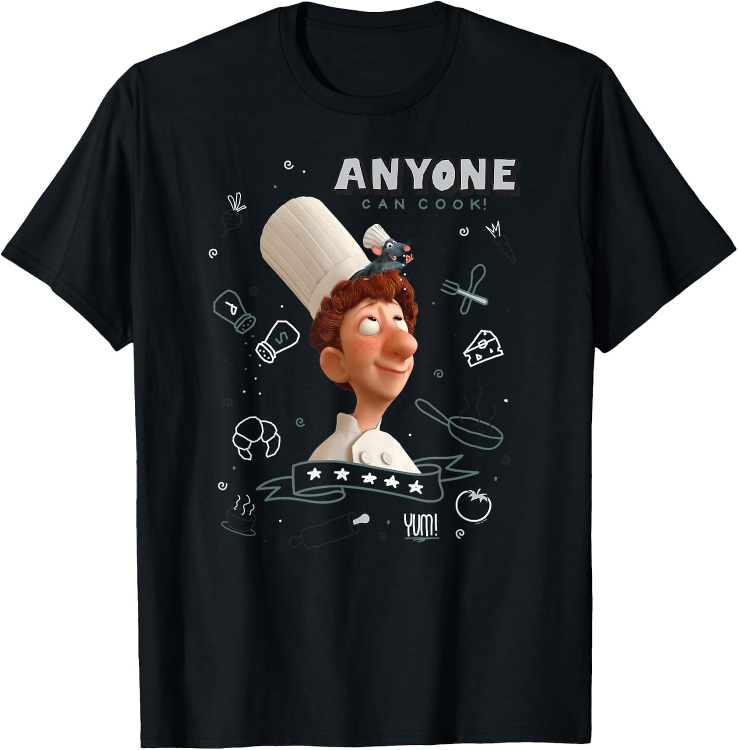 Disney Pixar Ratatouille Remy & Linguini Anyone Can Cook , blue T-Shirt - T-Shirt | Black