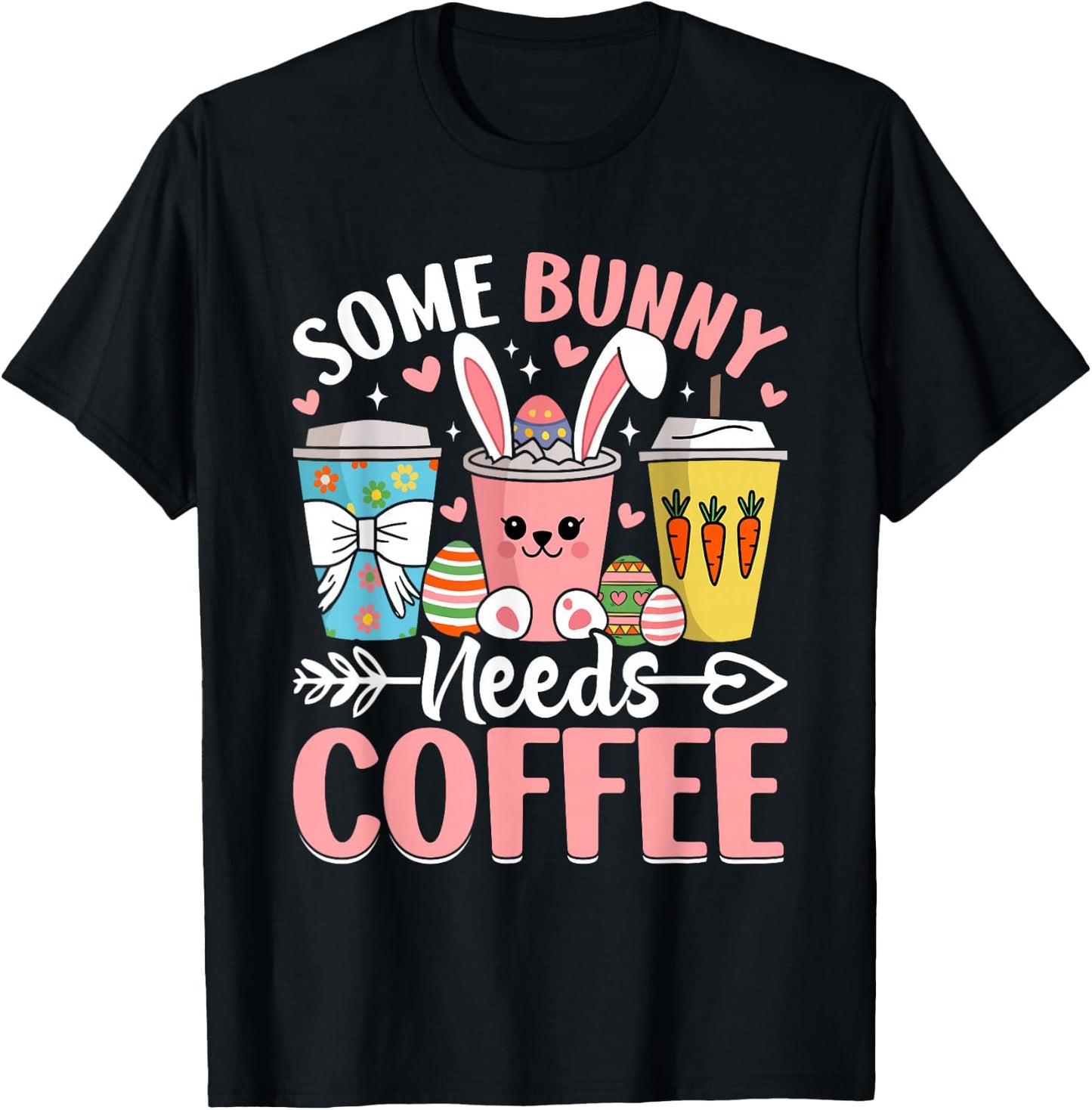 Cute Easter Bunny Coffee Lovers T-Shirt - T-Shirt | Black