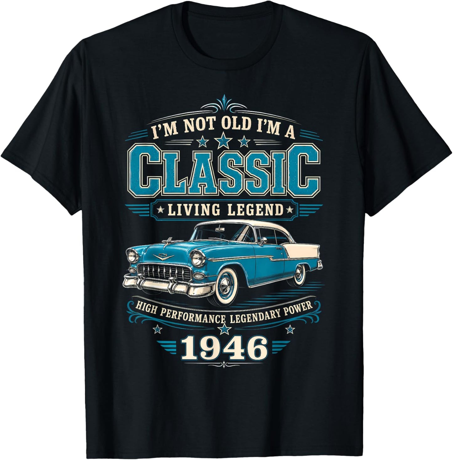 80 Year Old Classic Car 1946 Limited Edition 80th Birthday T-Shirt - T-Shirt | Black