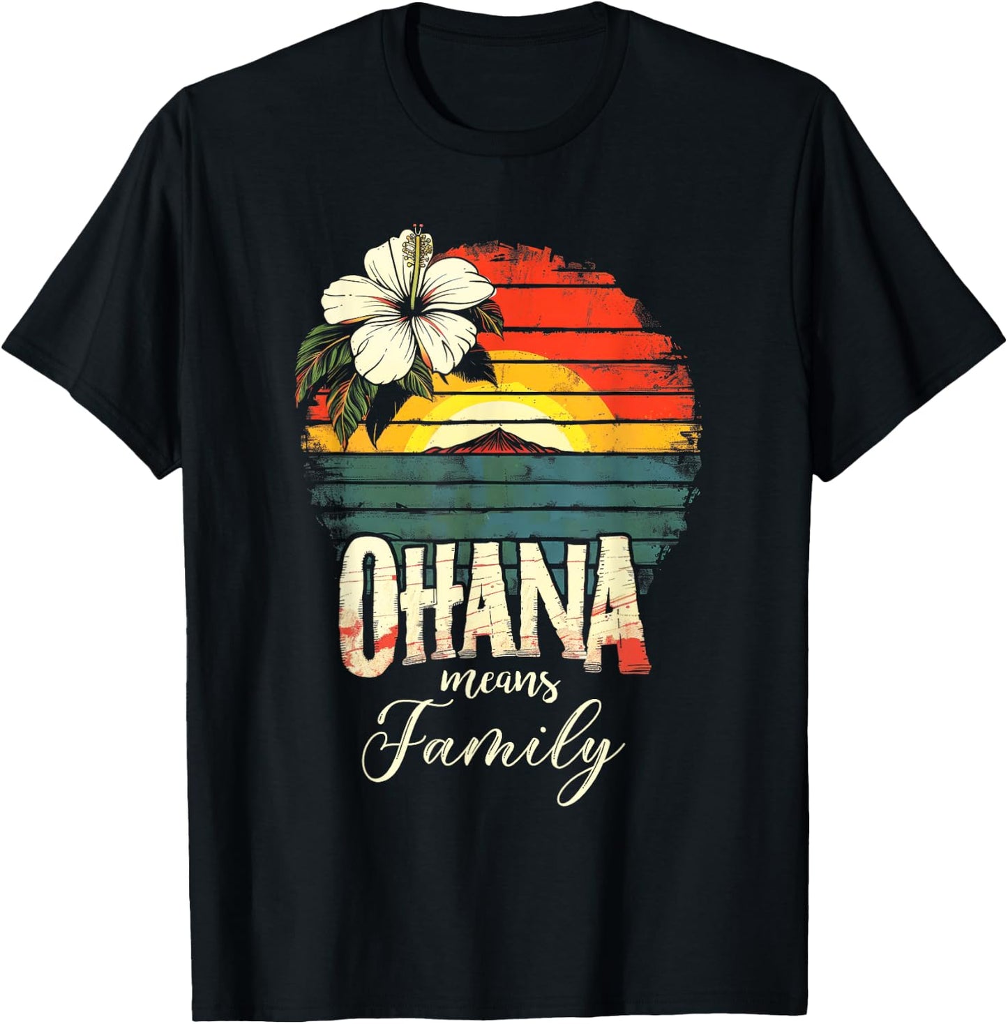 Ohana Means Family Hawaii Sommer Palmen Beach T-Shirt - T-Shirt | Black